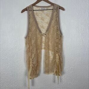 My Pretty Angel Crochet Linen Blend Sleeveless Vest Boho Festival Medium